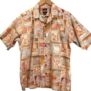 Vintage Harley-Davidson by Tori Richard Hawaiian Shirt Flames Motorcycles Palms‎